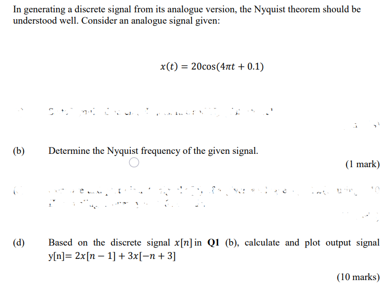 Solved In generating a discrete signal from its analogue | Chegg.com