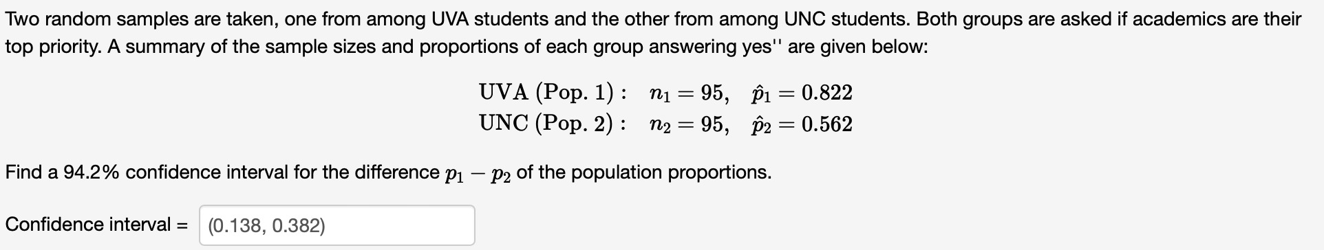 Solved Two random samples are taken, one from among UVA | Chegg.com