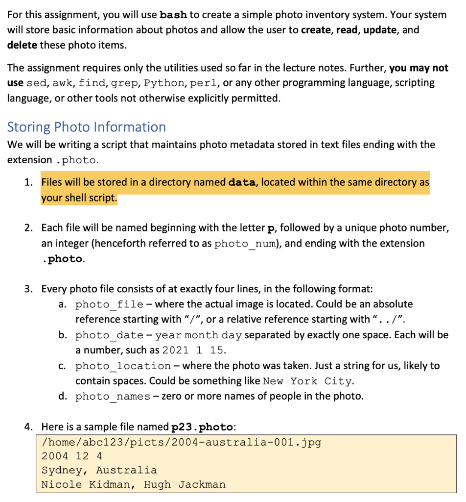 Need Help Writing A Simple Bash Shell Script My Chegg Com