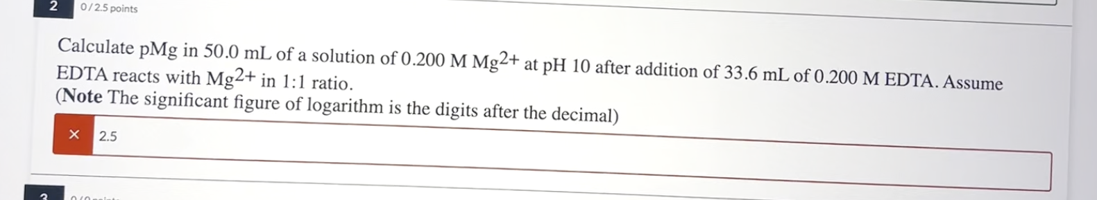 Solved Calculate pMg in 50.0 mL of a solution of 0.200MMg2+ | Chegg.com