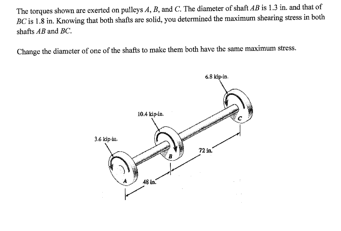 Solved The torques shown are exerted on pulleys A, B, and C.