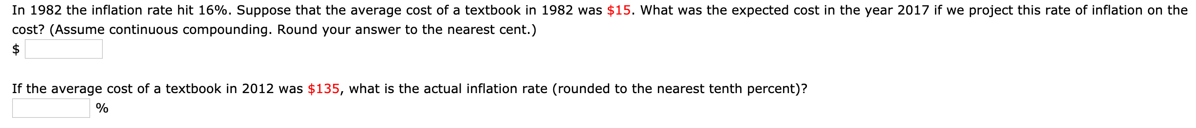 Solved In 1982 the inflation rate hit 16%. Suppose that the | Chegg.com