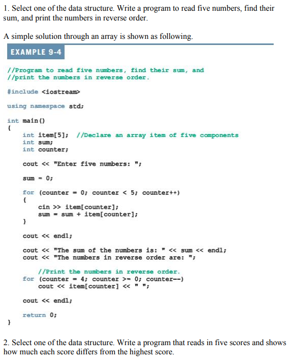 Solved 1. Select one of the data structure. Write a program | Chegg.com
