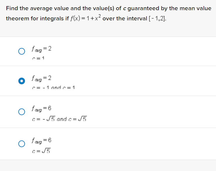 Solved Find the average value and the value(s) of c | Chegg.com