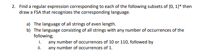 Solved 2. Find a regular expression corresponding to each of | Chegg.com