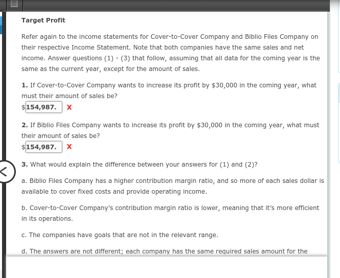 Solved Sales Mix Biblio Files Company is making plans for