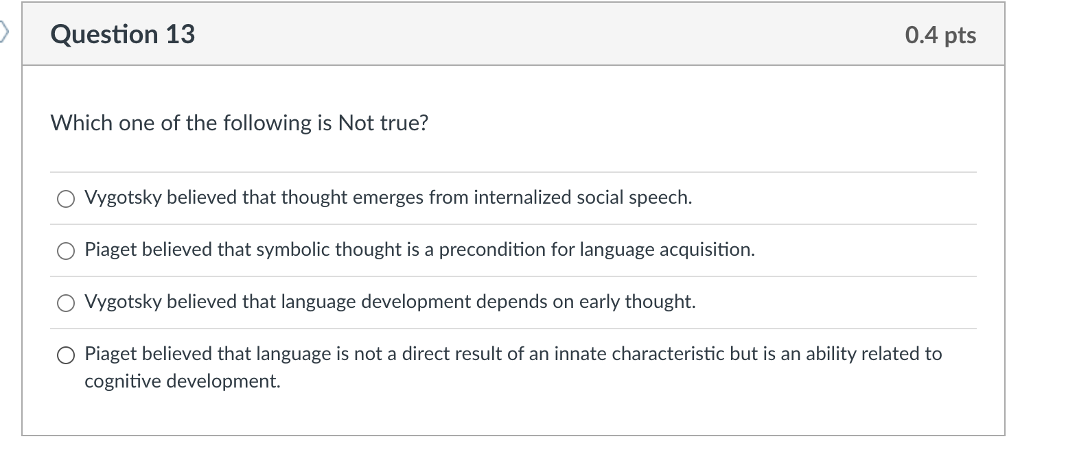 Solved Which one of the following is Not true Vygotsky Chegg