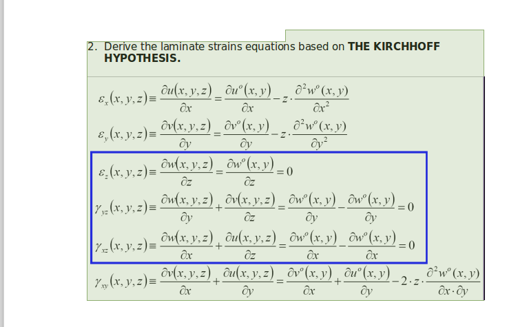 Solved 2 Derive The Laminate Strains Equations Based On Chegg Com