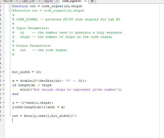 Solved 1 Exercises: i. Create the three signal codes using | Chegg.com