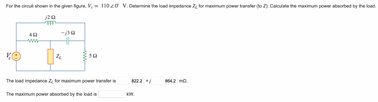 Solved For the circuit shown in the given figure, Vs = 110 | Chegg.com