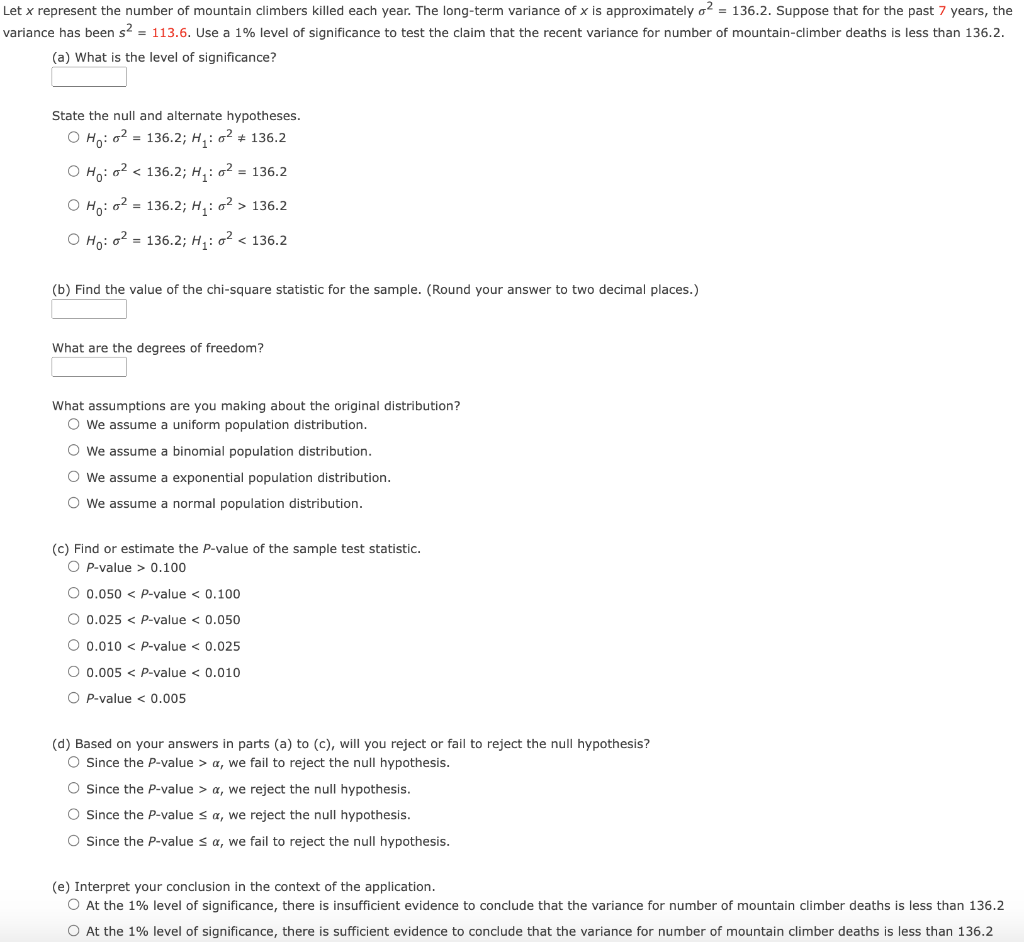 Solved et x represent the number of mountain climbers killed