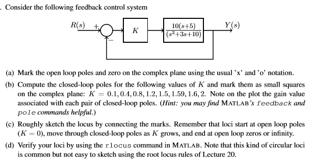 Solved Consider the following feedback control system R(s) + | Chegg.com