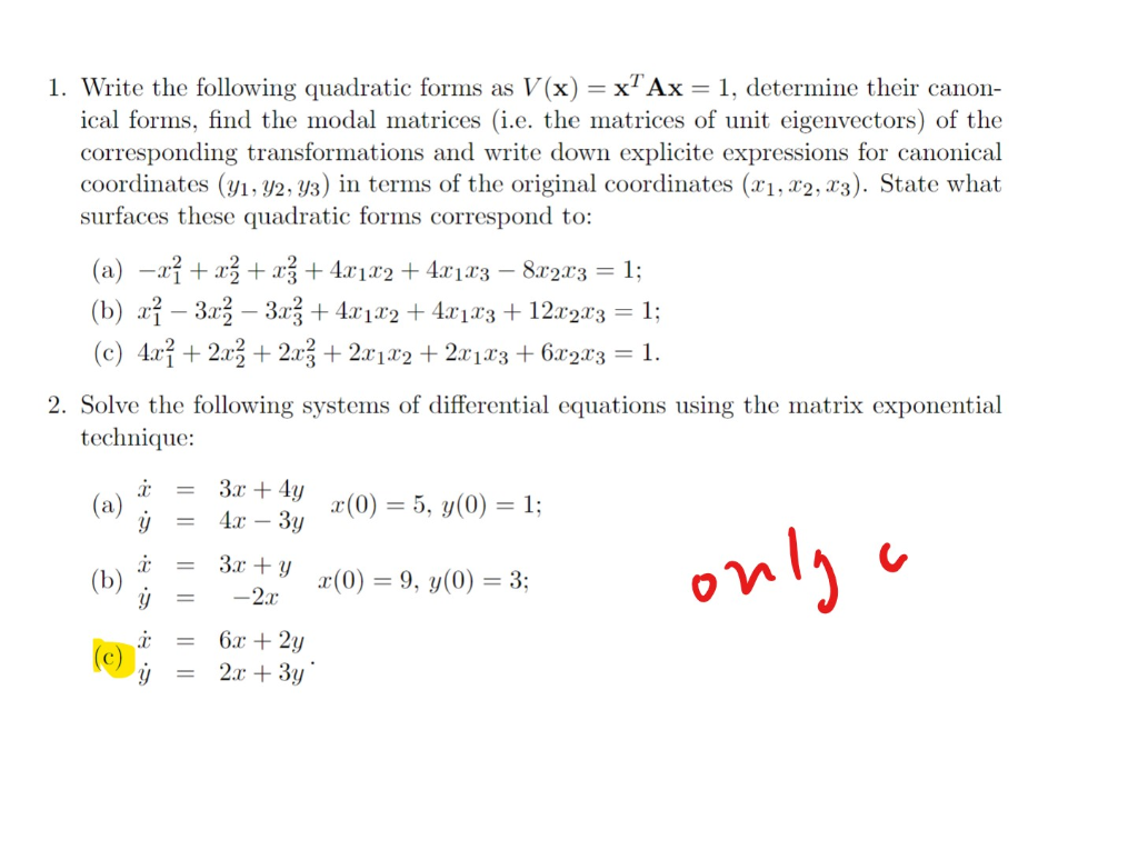 Solved XTAX=1. determine their canon- 1. Write the following | Chegg.com