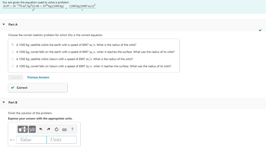 Solved You are given the equation used to solve a problem: | Chegg.com