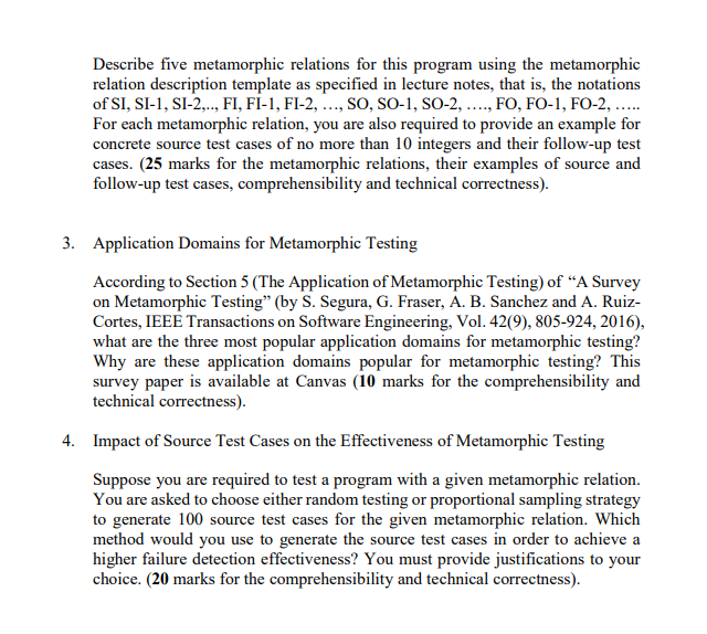 DESCRIPTION This assignment is on metamorphic testing | Chegg.com