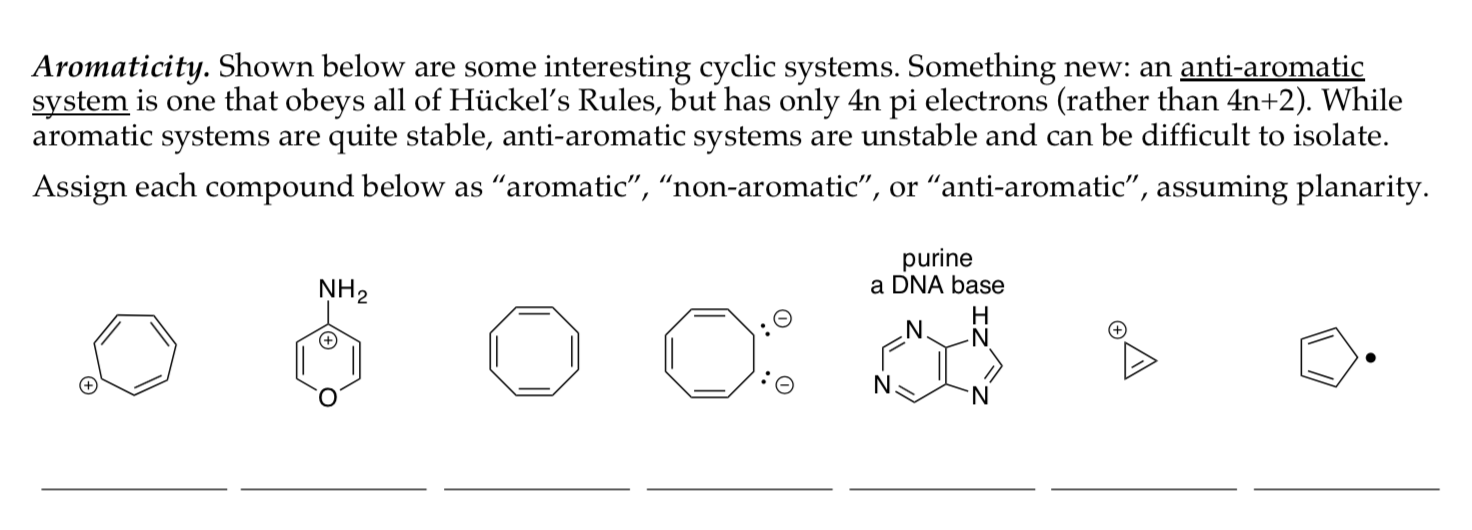 Solved Aromaticity Shown Below Are Some Interesting Cyclic