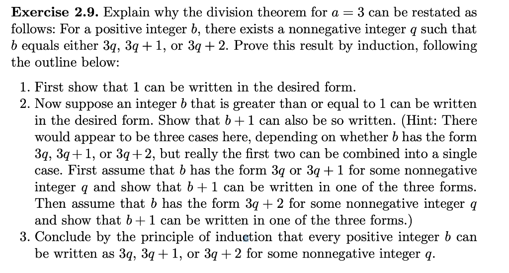 Solved Exercise 2.9. Explain Why The Division Theorem For A | Chegg.com