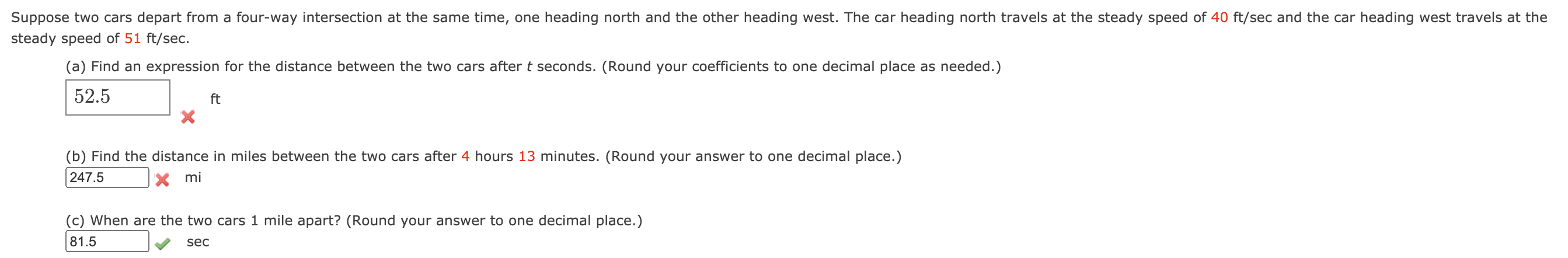 Solved Suppose two cars depart from a four-way intersection | Chegg.com