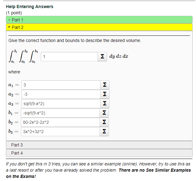 Give the correct function and bounds to describe the | Chegg.com