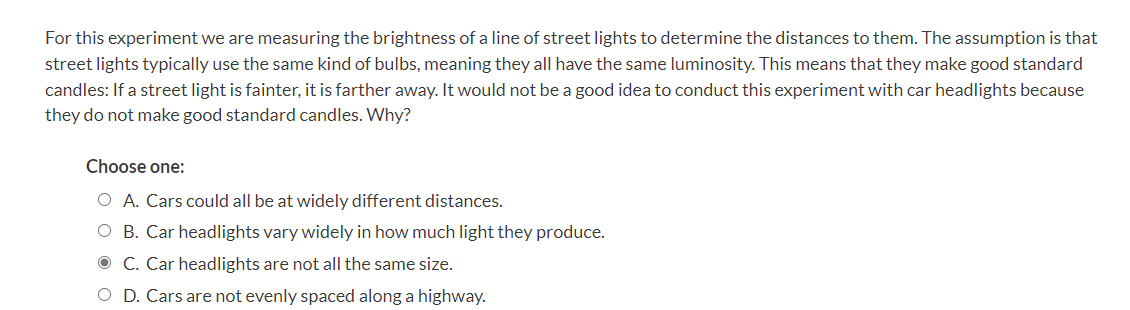 Solved For this experiment we are measuring the brightness | Chegg.com