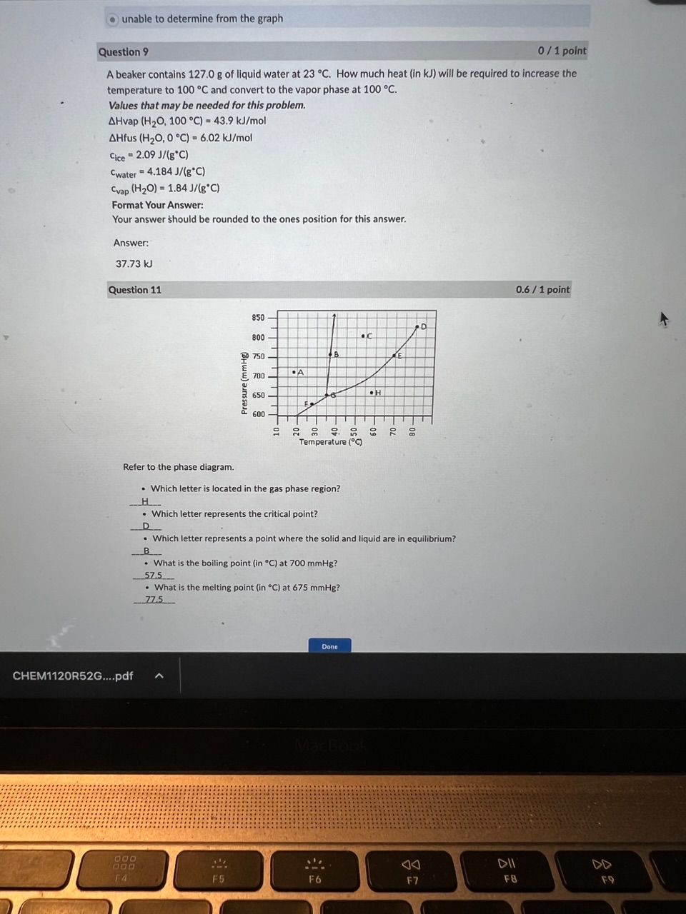 Solved A beaker contains 127.0 g of liquid water at 23∘C. | Chegg.com