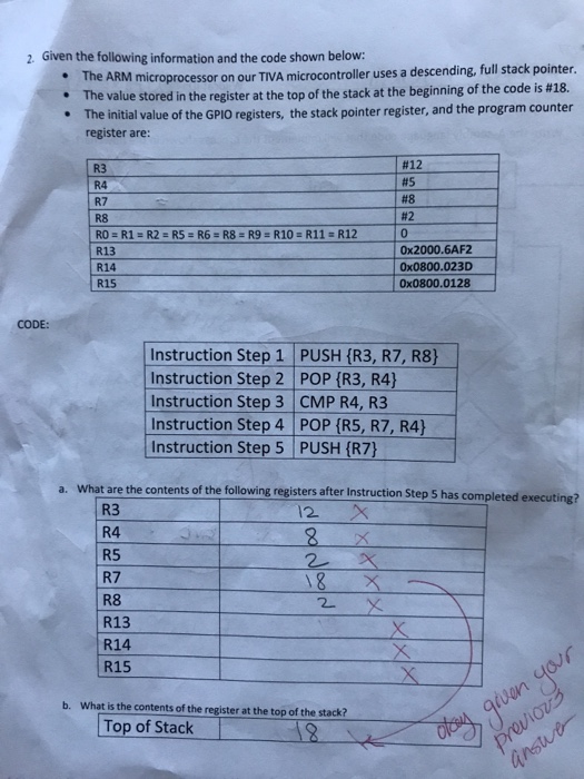Solved 2. Given the following information and the code shown | Chegg.com