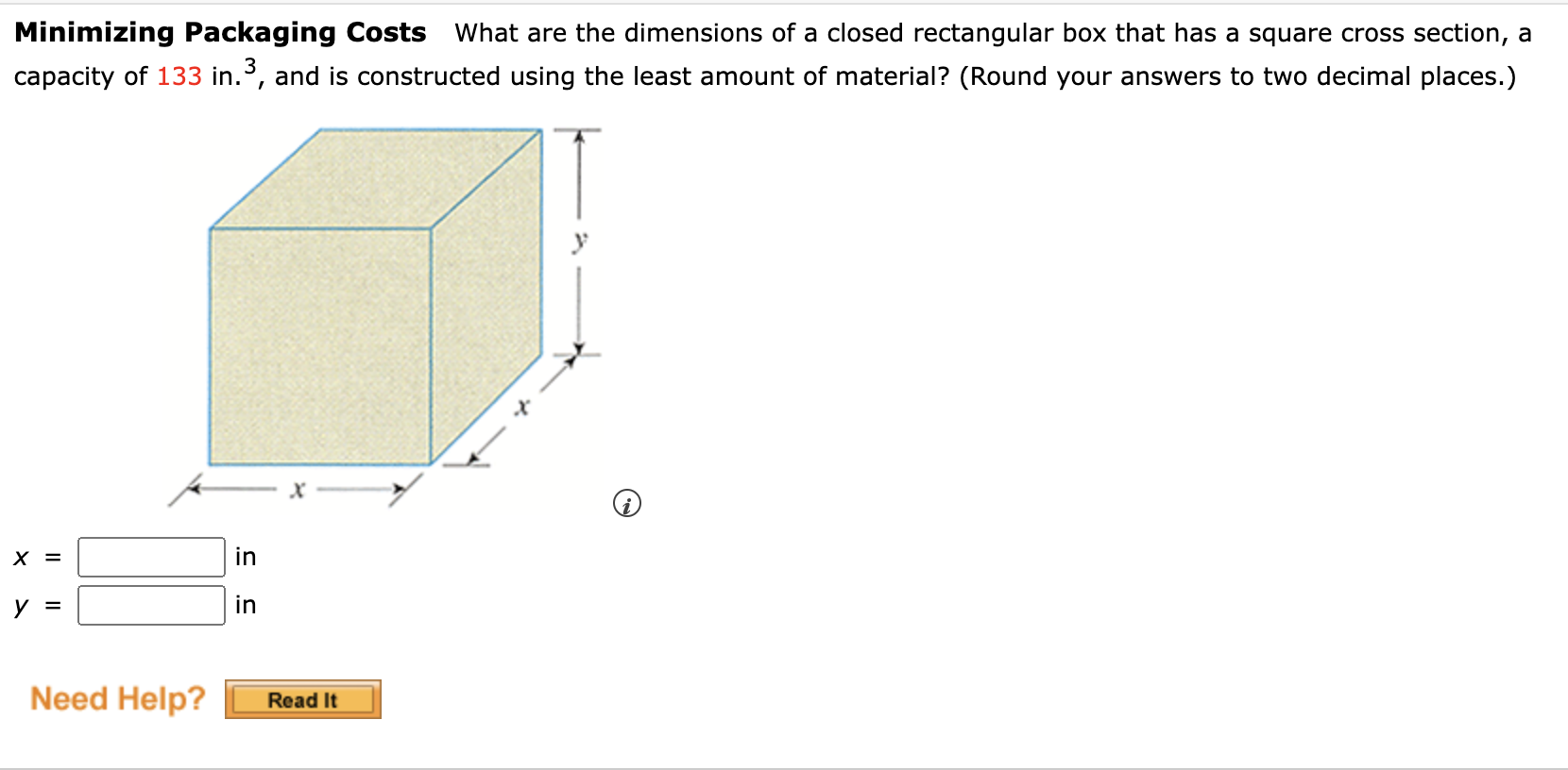 Solved Minimizing Packaging Costs What are the dimensions of | Chegg.com