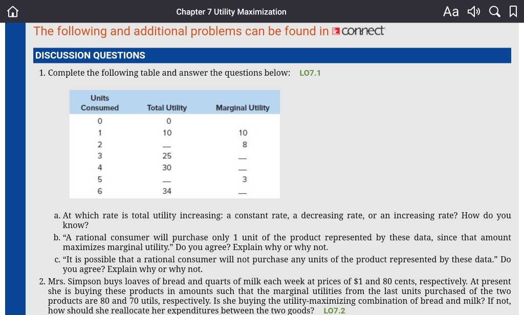 Solved Chapter 7 Utility Maximization The Following And | Chegg.com