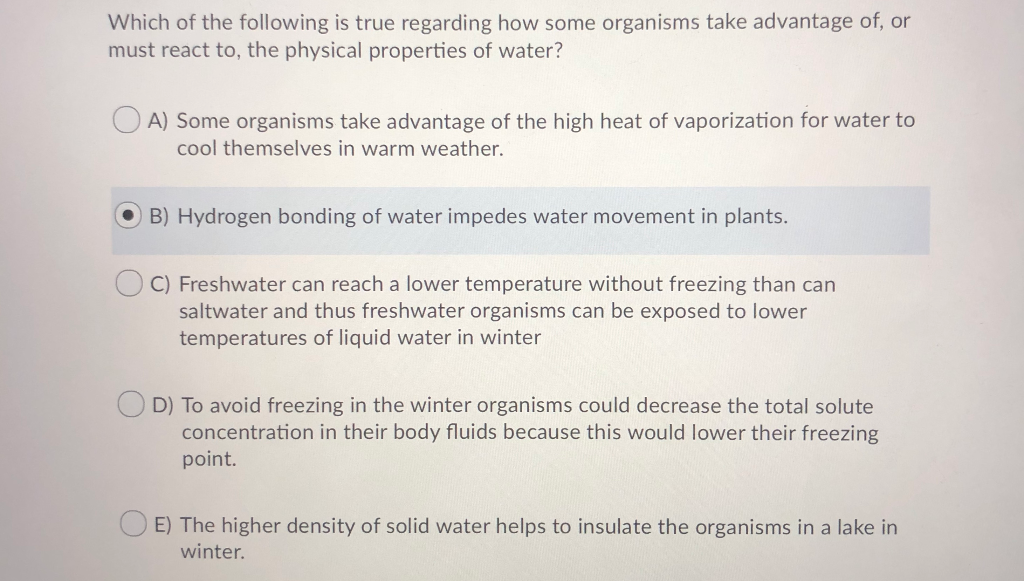 Solved Which Of The Following Is Correct Regarding Water? | Chegg.com Solved Which Of The Following Is Correct Regarding Water? | Chegg.com