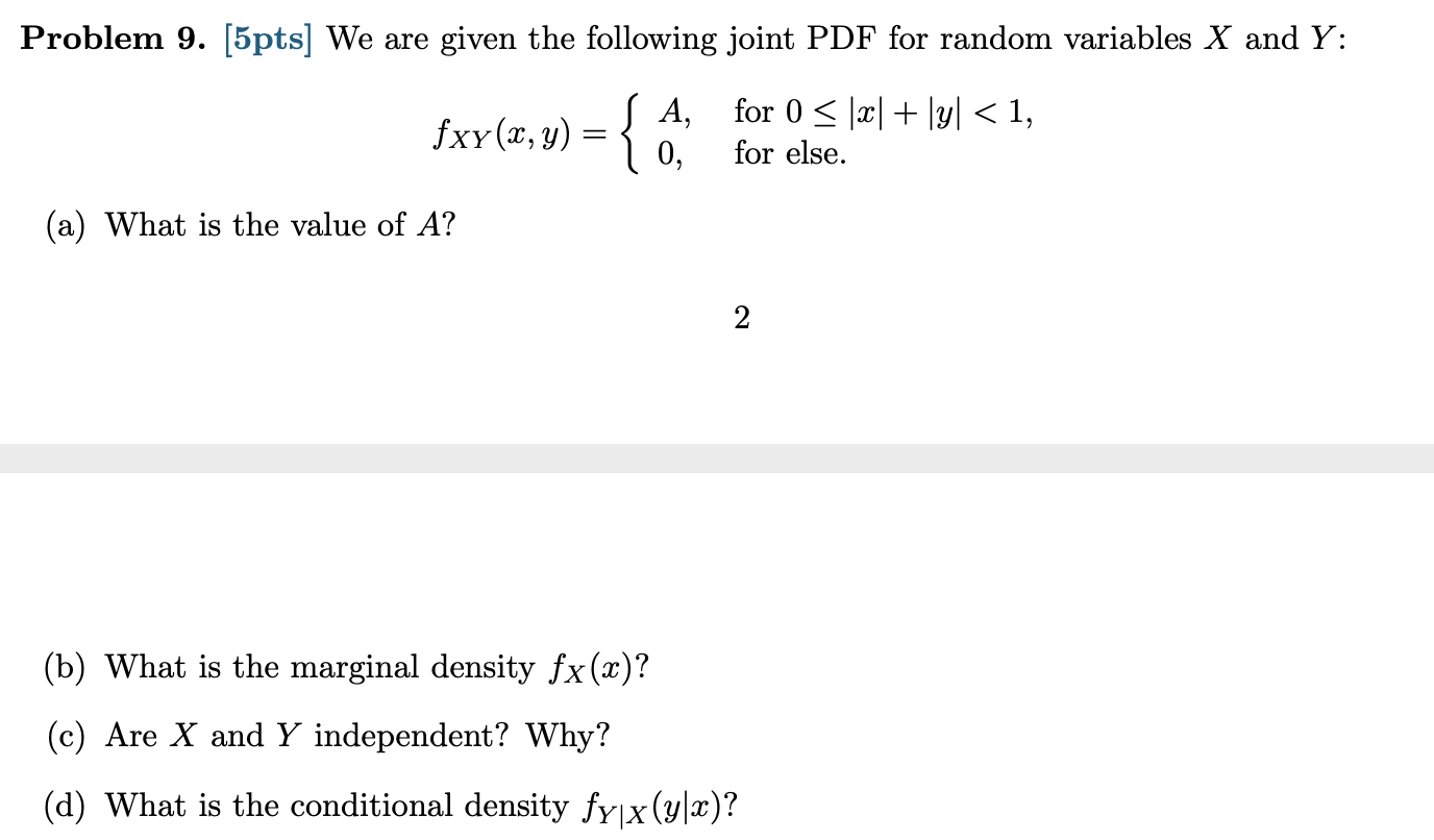 Solved Problem 9 5pts We Are Given The Following Joint 7017