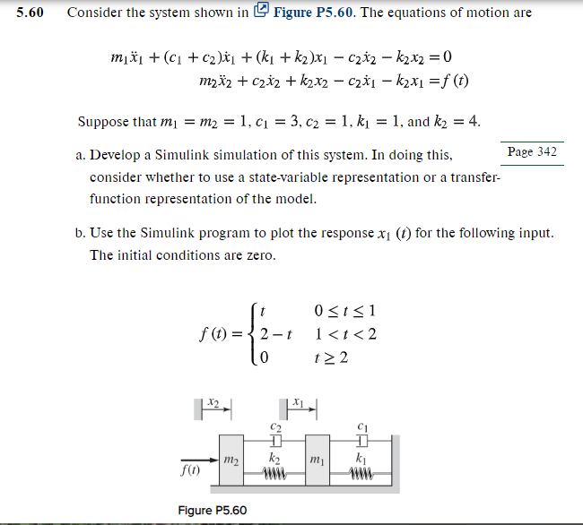 Solved 5.60 Consider the system shown in Figure P5.60. The | Chegg.com