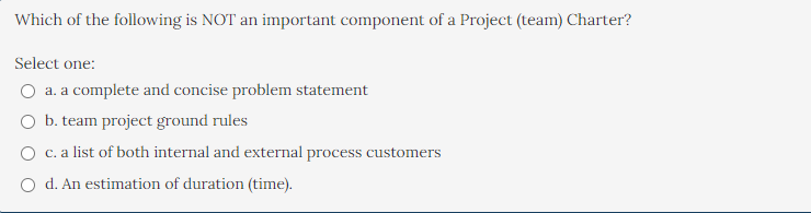 Solved Measures of success for Project Charters can usually | Chegg.com