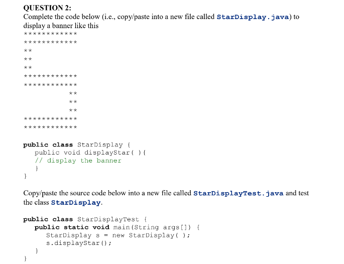 Solved QUESTION 2: Complete the code below (i.e., copy/paste | Chegg.com