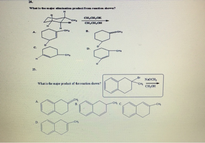 Solved What is the major elimination product from reaction | Chegg.com