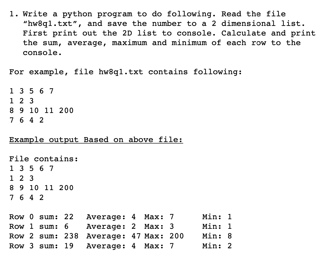 Solved 1. Write a python program to do following. Read the Chegg