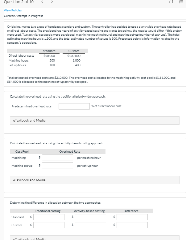 Solved Question 1 of 10 View Policies Current Attempt in | Chegg.com
