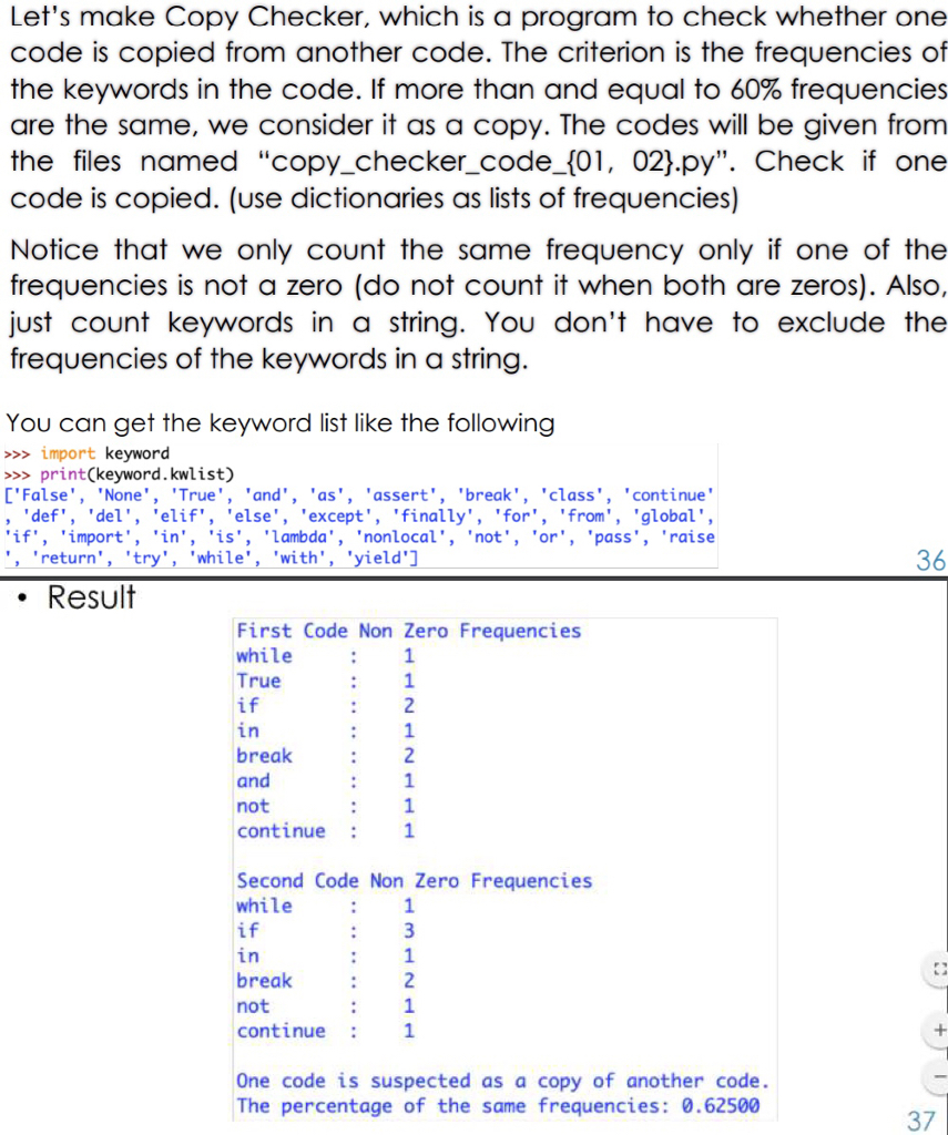 Solved Let's make Copy Checker, which is a program to check
