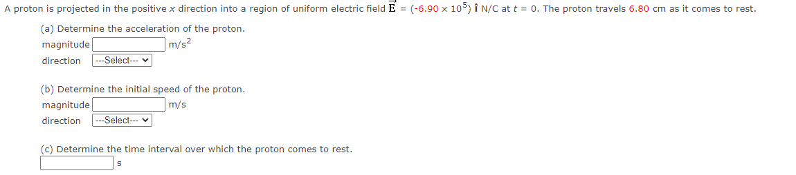 Solved A proton is projected in the positive x direction | Chegg.com