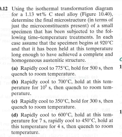 Solved Using the isothermal transformation diagram for a | Chegg.com