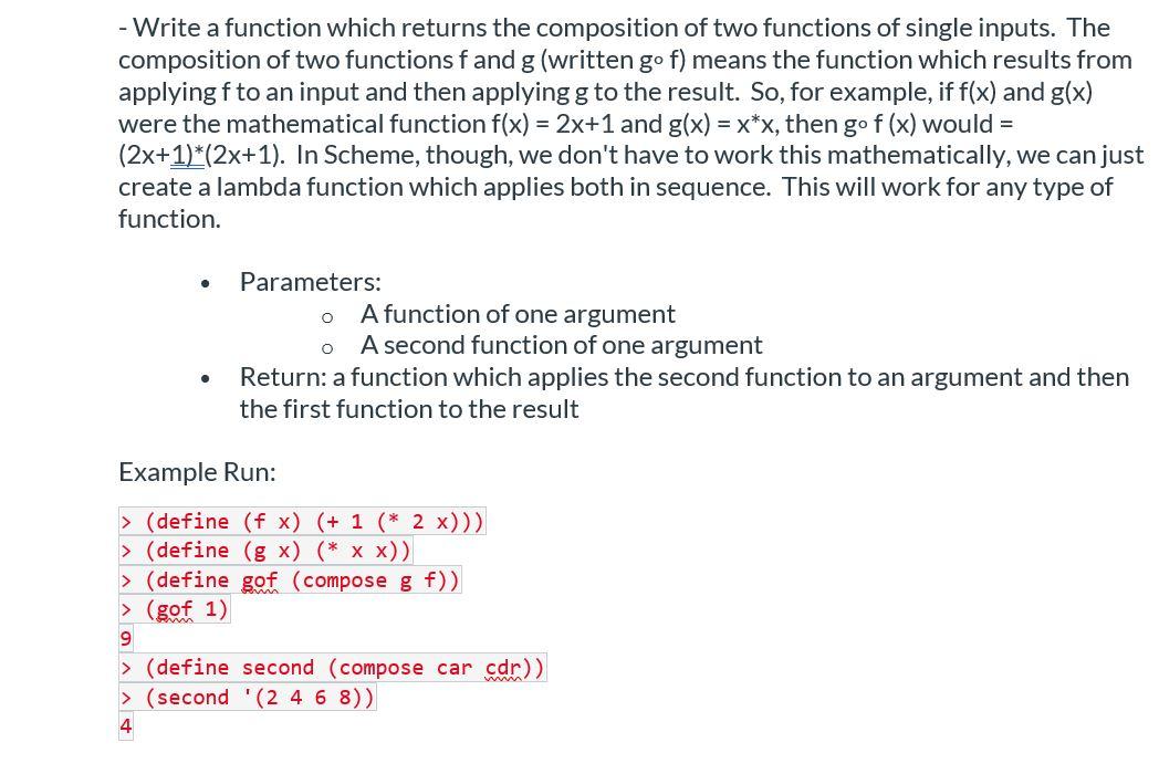 Solved write the following functions in Scheme. You may use | Chegg.com