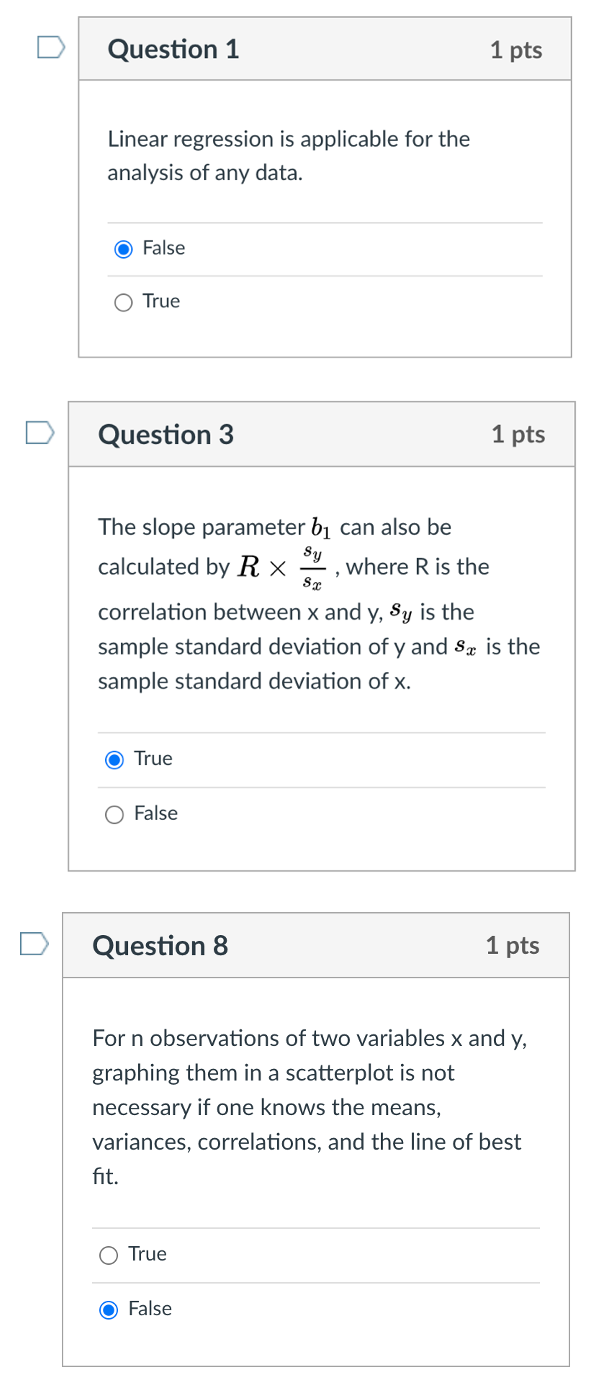 Solved Question 1 1 pts Linear regression is applicable for | Chegg.com