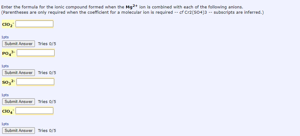 Solved Enter the formula for the simple ionic compound | Chegg.com