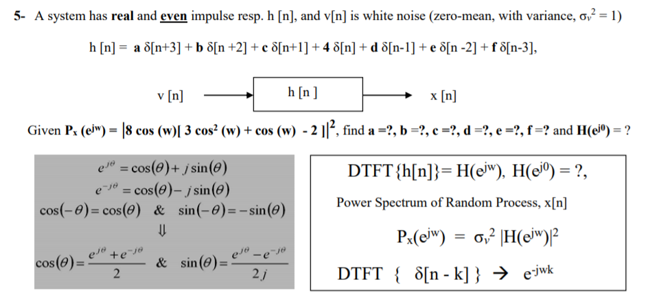 Solved 5 A System Has Real And Even Impulse Resp H N Chegg Com