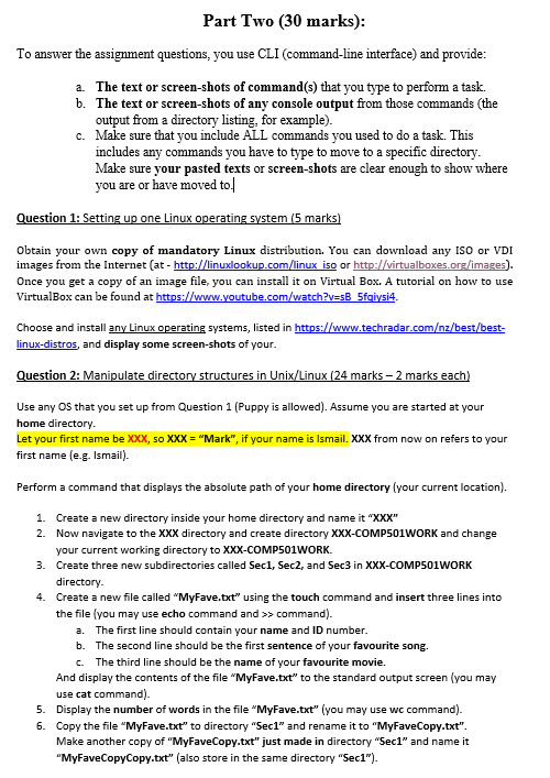 Solved Part Two (30 marks): To answer the assignment | Chegg.com