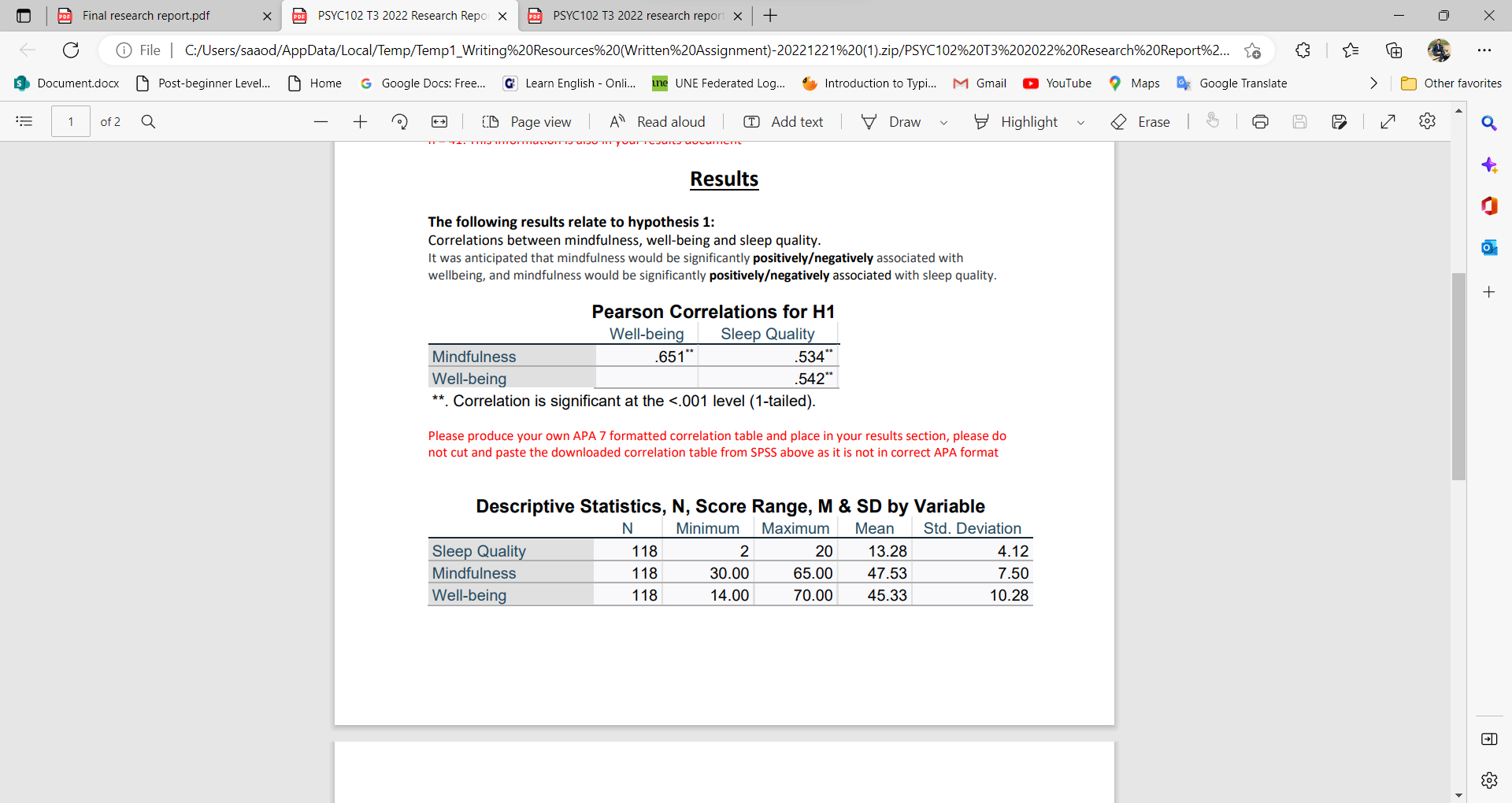 Solved Hi, could you please help me with writing my result | Chegg.com