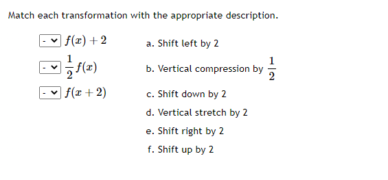 Solved Match each transformation with the appropriate | Chegg.com