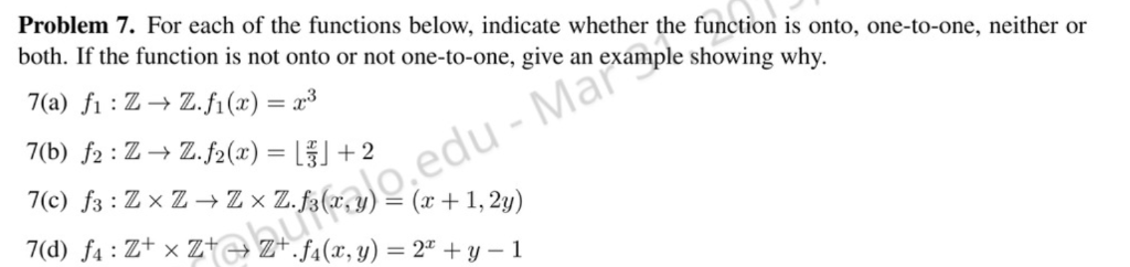 Solved Problem 7. For each of the functions below, indicate | Chegg.com