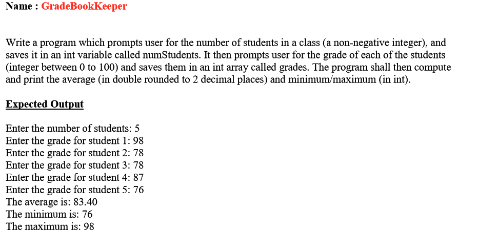 (Solved) : Name Gradebookkeeper Write Program Prompts User Number