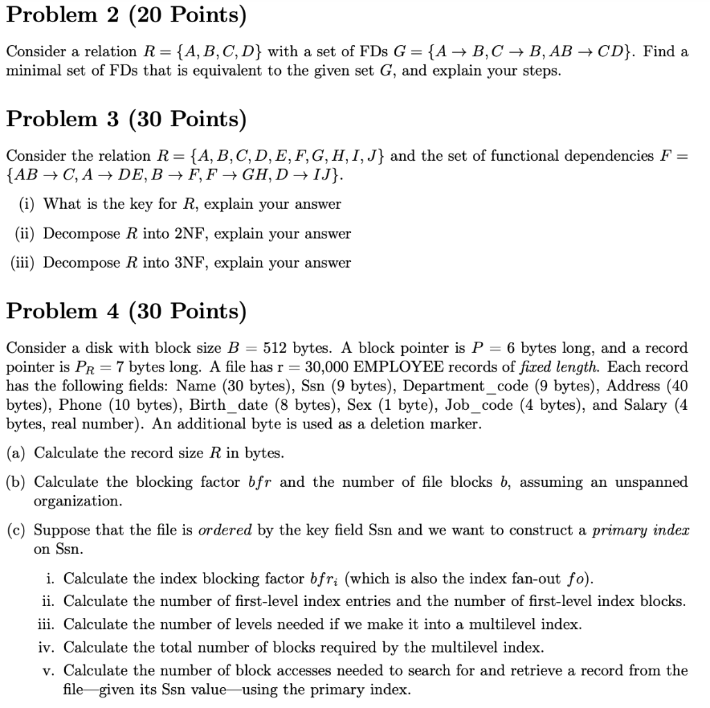 Solved Problem 2 (20 Points) Consider a relation R={A, B, C, | Chegg.com