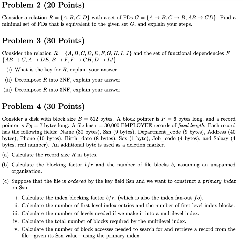 Solved Problem 2 (20 Points) Consider A Relation R={A, B, C, | Chegg.com